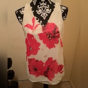 Pretty sz S ( fits M) lined, chiffon, sleeveless, summer, Poppy top